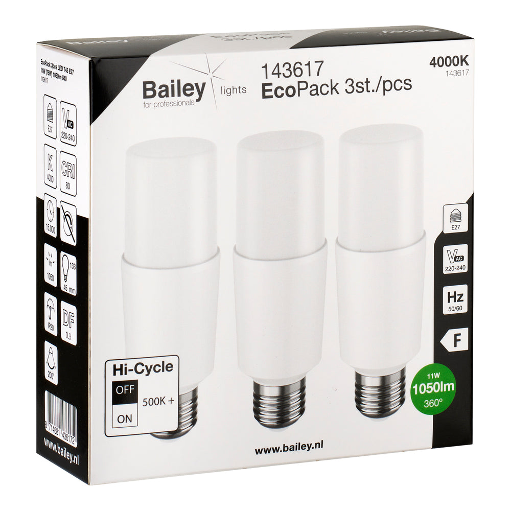 EcoPack LED T45 E27 11W 4000K 1050lm - 143617 [3 Pieces]
