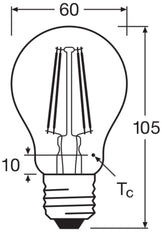 OSRAM LED Clásico A60 6.5W E27 6500K Bombilla De Filamento De Vidrio - 4058075466036 [2 Piezas]