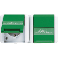 Jung WG800 Dual E-Bike Charging Socket Green IP44 - 8220GNNAWEB