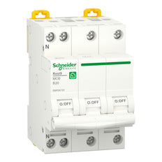 Schneider Resi9 MCB 3P+N 20A Curva B 6kA Interruptor Automático - R9P09720