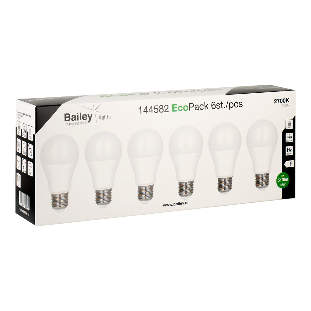 EcoPack LED A60 E27 6W Warm White Bulb - 144582 [6 Pieces]