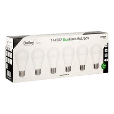 EcoPack LED A60 E27 6W Warm White Bulb - 144582 [6 Pieces]