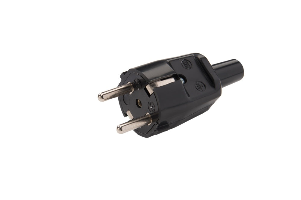 Enchufe De Poder Pvc Tipo F Con Alivio De Tensión 250V 16A Negro - 520/SW [5 Piezas]