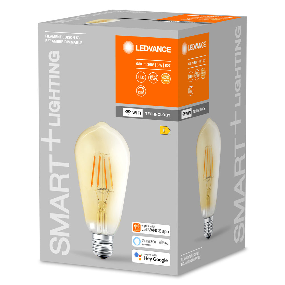 LEDVANCE Smart WiFi Edison Filament E27 6W 2400K Dimmable - 4058075610545