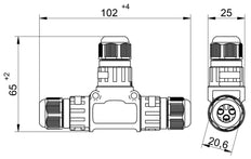 Caja De Conexión De Cable Impermeable IP68 3P 32A 450V - CBIP68P3T