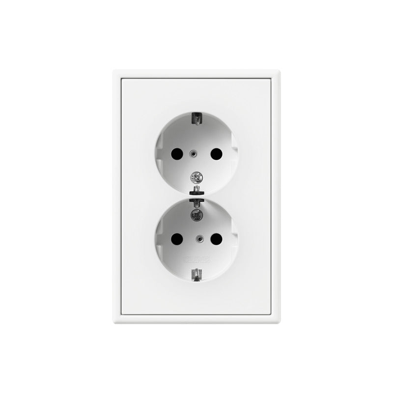 Jung LS990 Toma Doble Mate Blanca Con Contacto De Seguridad - LS5015KIWWM