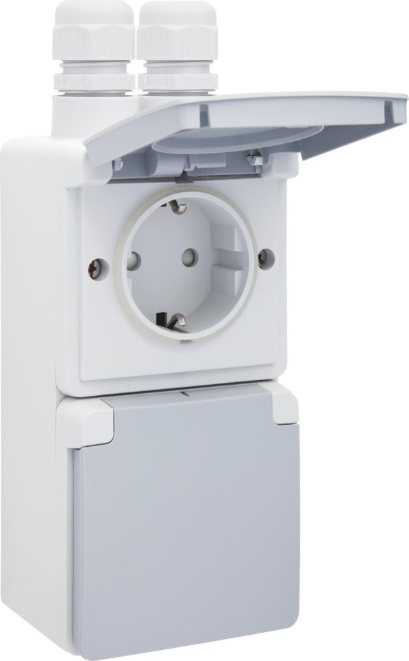 Toma De Corriente Vertical Doble IP44 16A 250V Con Protección - 700-37835