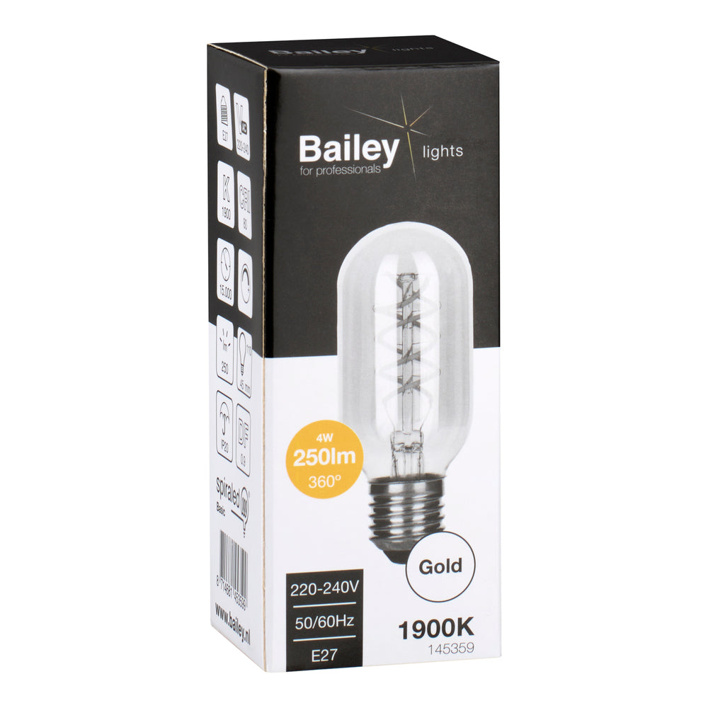 Bailey Spiraled Basic T45 E27 Dimmable LED 4W Gold - 145359
