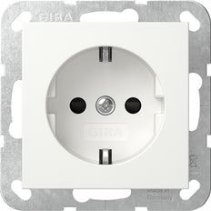 Gira System 55 Safety Plus Schuko Socket 6mm² Pure White - 498103