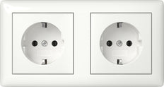 Gira System 55 Double Socket Outlet Pure White Glossy - 492503