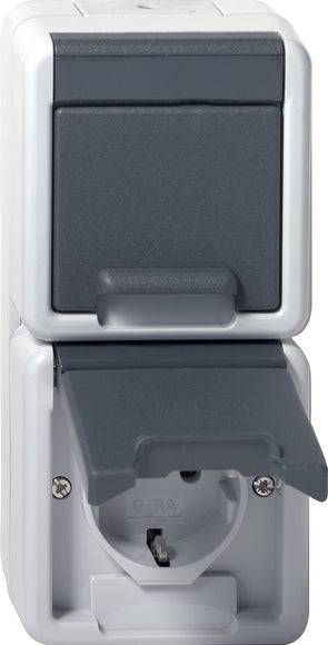 Toma Schuko Doble Gira IP44 Vertical Gris - 478030