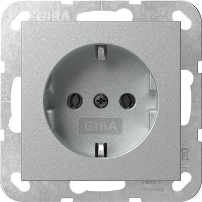 Gira System 55 Aluminum SCHUKO Socket 16A 250V - 446626