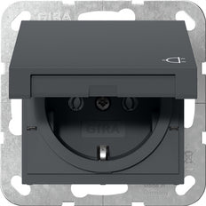 Gira System 55 SCHUKO Socket With Hinged Cover Anthracite - 445428