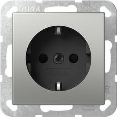 Gira System 55 Stainless Steel Safety Plus Socket Outlet - 4453600
