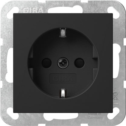 Gira System 55 Schuko Socket Black Matte Safety Plus - 4453005