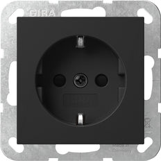 Gira System 55 Schuko Socket Black Matte Safety Plus - 4453005