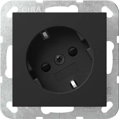 Gira System 55 30-Degree Angled Safety Socket Black Matt - 4418005