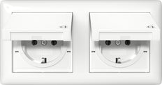 Dual SCHUKO IP44 Socket Outlet With Hinged Cover Standard 55 - 415803