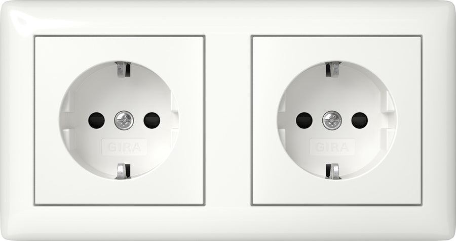 Gira Standard 55 Dual Socket Outlet 16A 250V Safety Plus - 478603
