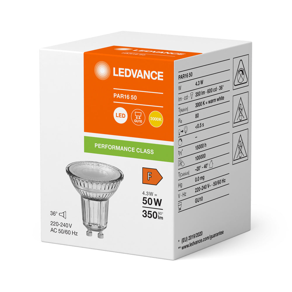 LEDVANCE PAR16 GU10 LED Spot 4.3W 830 350lm - 4099854067891 [2 Pieces]