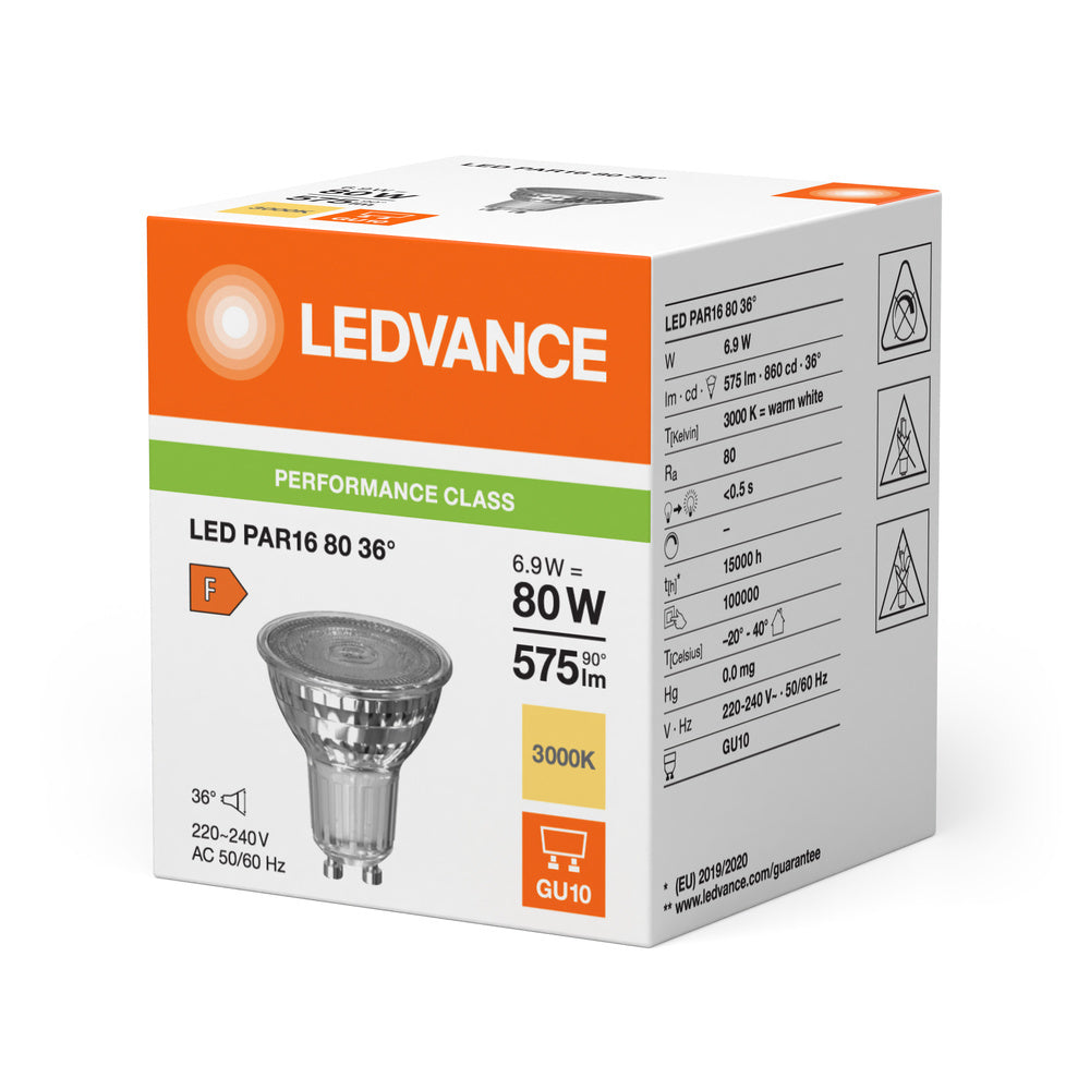LEDVANCE Performance LED PAR16 GU10 6.9W 830 Spotlight - 4099854054808