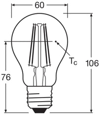 Dimmable LED Classic A19 7W E27 827 Clear Filament - 4099854054396