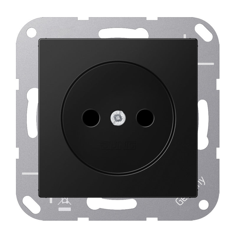 Jung A Series Wall Socket 16A 250V Non-Grounded Graphite Black - A1510NSWM