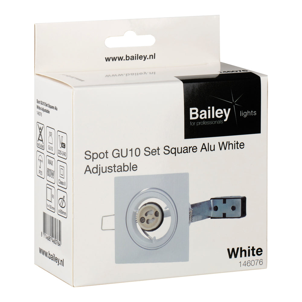 Foco Empotrable Cuadrado GU10 Ajustable Aluminio Blanco - 146076
