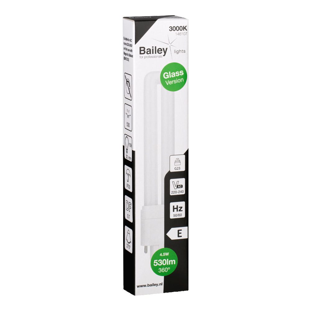 Bailey LED PL Glass G23 4.5W 530lm Warm White Lamp - 146107