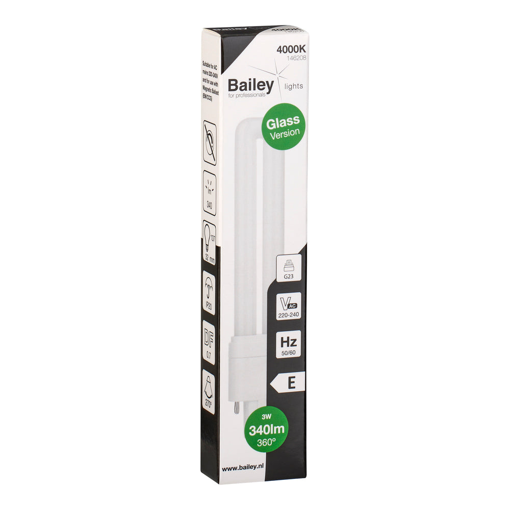 Bailey LED PL Glass G23 3W 4000K 340LM Retrofit Lamp - 146208