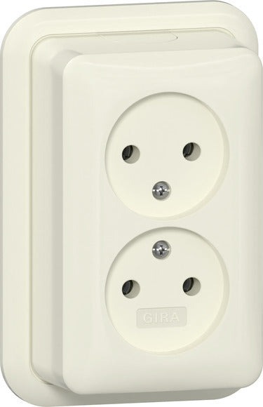 Gira Double Socket Outlet 16A 250V Surface Mount White - 479110