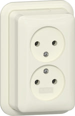 Gira Double Socket Outlet 16A 250V Surface Mount White - 479110