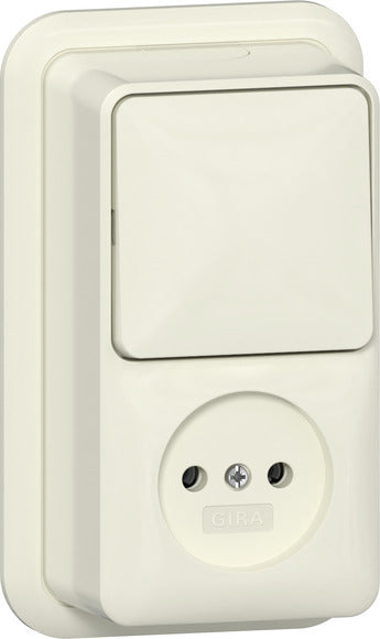 Gira Surface Mount 2-Pole Switch Socket Combo Cream White - 447610