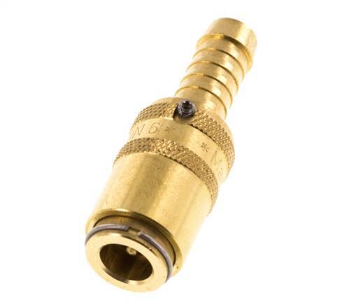 Brass DN 6 Mold Coupling Socket 9 mm Hose Pillar Unlocking Protection Double Shut-Off