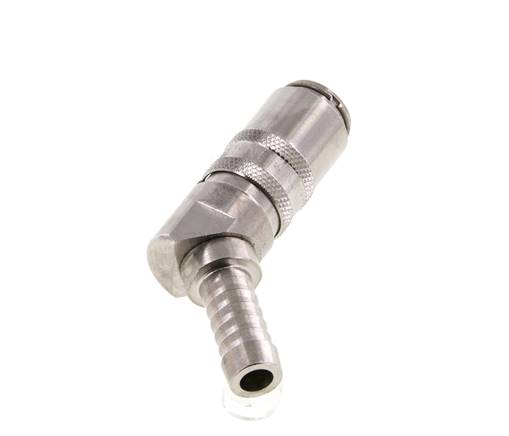 Acero inoxidable DN 6 Acoplamiento de moldes Pilar de manguera de 9 mm Cierre doble a 45 grados