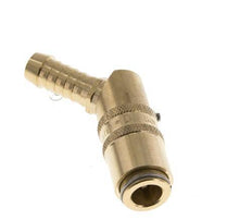 Brass DN 6 Mold Coupling Socket 9 mm Hose Pillar Unlocking Protection Double Shut-Off 45-deg