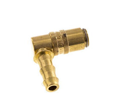 Brass DN 6 Mold Coupling Socket 9.5 mm Hose Pillar Unlocking Protection Double Shut-Off 90-deg