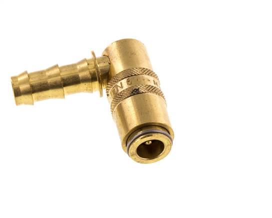 Latón DN 6 Enchufe de acoplamiento del molde 9,5 mm Protección de desbloqueo de la manguera Doble cierre de 90 grados