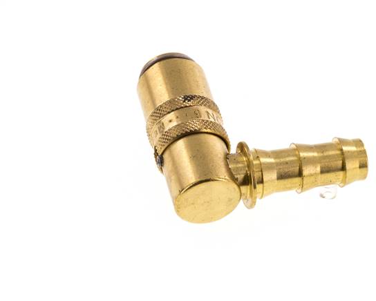 Latón DN 6 Enchufe de acoplamiento del molde 9,5 mm Protección de desbloqueo de la manguera Doble cierre de 90 grados