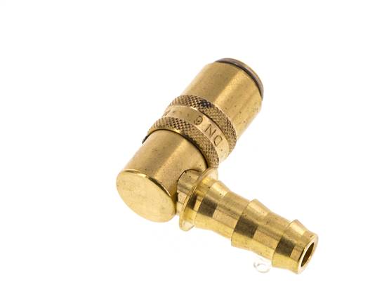 Latón DN 6 Enchufe de acoplamiento del molde 9,5 mm Protección de desbloqueo de la manguera Doble cierre de 90 grados