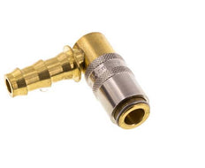 Brass DN 6 Mold Coupling Socket 9.5 mm Hose Pillar Unlocking Protection 90-deg