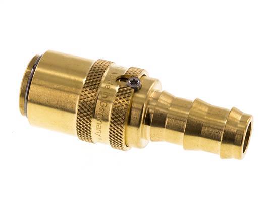 Brass DN 9 Mold Coupling Socket 12.7 mm Hose Pillar Unlocking Protection Double Shut-Off