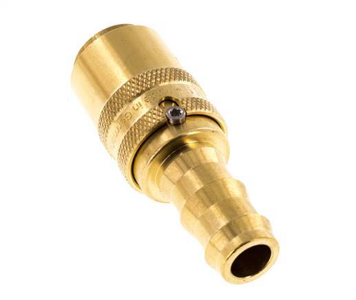 Brass DN 9 Mold Coupling Socket 12.7 mm Hose Pillar Unlocking Protection Double Shut-Off