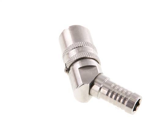 Stainless Steel DN 9 Mold Coupling Socket 13 mm Hose Pillar Double Shut-Off 45-deg