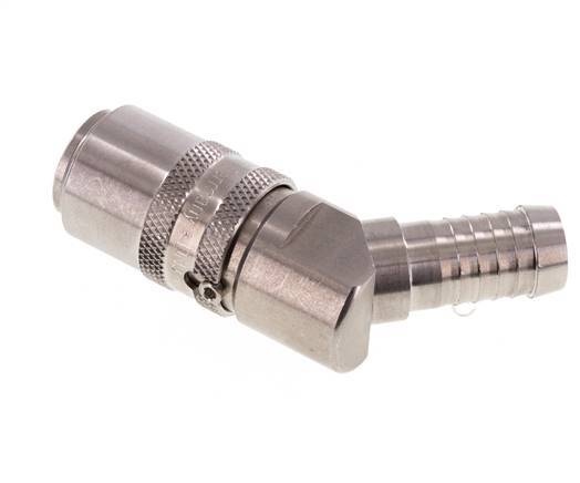 Stainless Steel DN 9 Mold Coupling Socket 13 mm Hose Pillar 45-deg