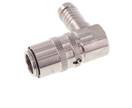 Stainless Steel DN 9 Mold Coupling Socket 13 mm Hose Pillar Double Shut-Off 90-deg