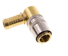 Brass DN 9 Mold Coupling Socket 13 mm Hose Pillar Unlocking Protection 90-deg