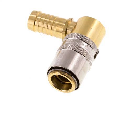 Brass DN 9 Mold Coupling Socket 13 mm Hose Pillar Unlocking Protection 90-deg