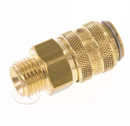 Brass DN 6 Mold Coupling Socket G 1/4 inch Male Threads Double Shut-Off