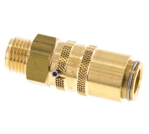 Brass DN 6 Mold Coupling Socket G 1/4 inch Male Threads Unlocking Protection Double Shut-Off